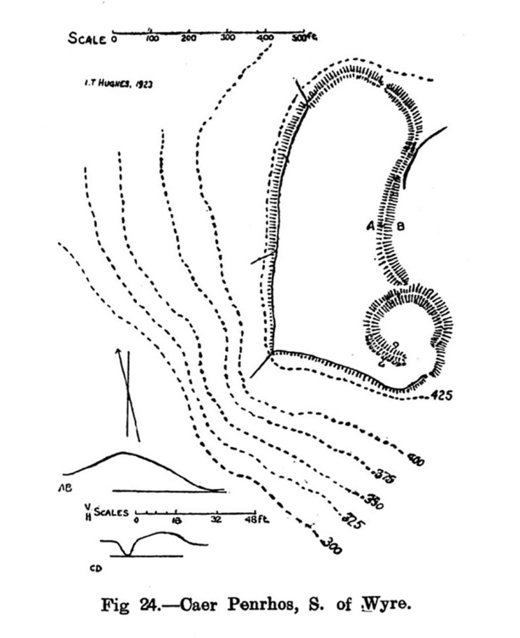 Site plan of Caer Penrhos South of Wyre, Llanrhystyd