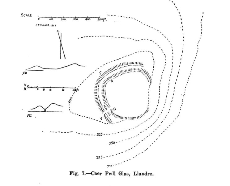 Site plan of Caer Pwll Glas, Llandre