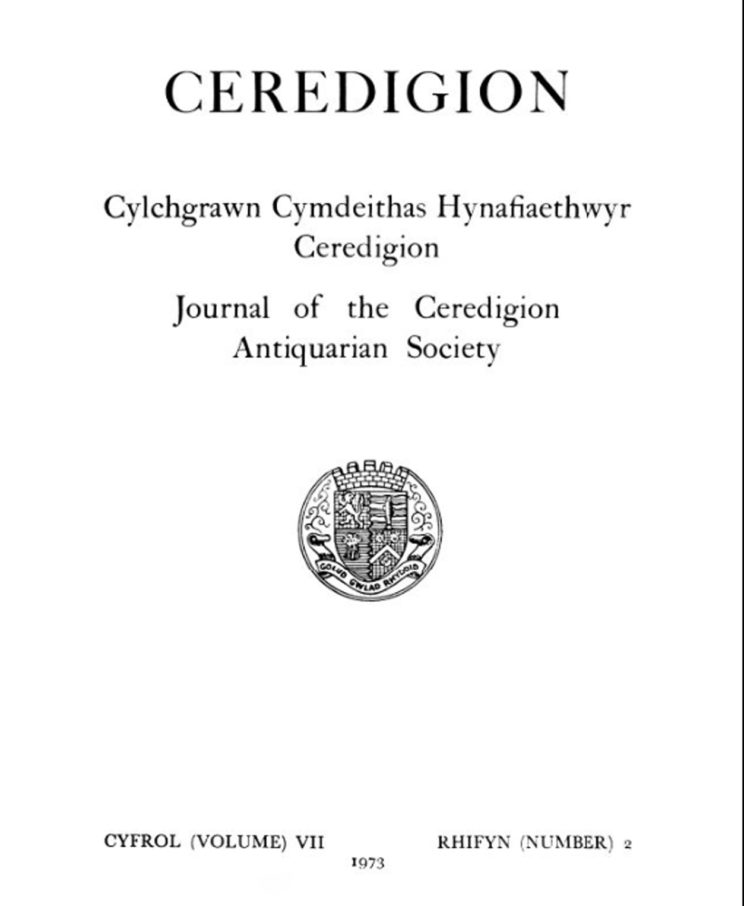 Ceredigion – Journal of the Cardiganshire Antiquarian Society, 1973 Vol VII No 2